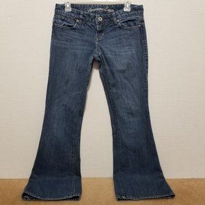 American Eagle jeans 4 Real Flare denim whiskered Y2K 100% cotton low rise waist